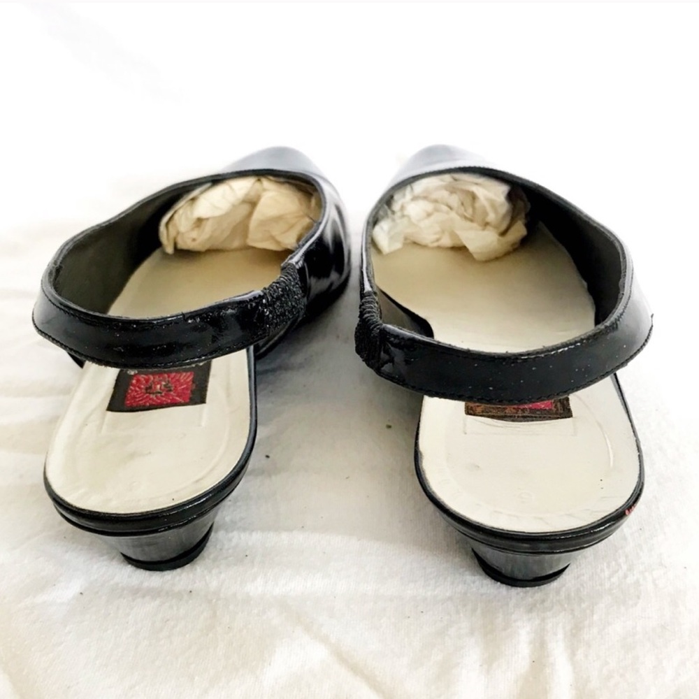Vintage Black Patent Leather Slingback Flats - Picture 5 of 6